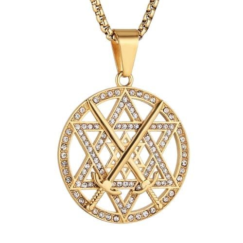 Men's Stainless Steel Seal of Solomon Hexagram Necklace