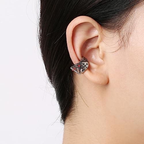Stainless Steel Playing Card Ear Cuff Earrings for Men and Women - No Piercing Clip On Poker Earring