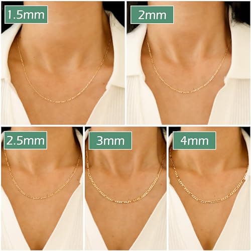 EVAYA Real Solid 14k Gold Figaro Chain - Durable, Tarnish-Resistant