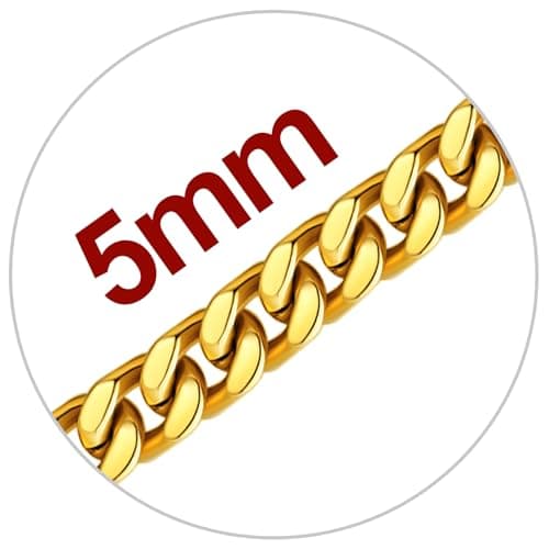 Black 14K Gold-Plated U7 Stainless Steel Cuban Chain, 5mm-12mm, 18-30 inches