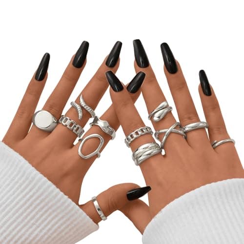 FAXHION 18K Gold Plated Stackable Knuckle Rings Set for Women