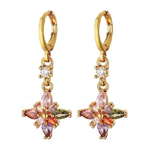 Crystal Flower Earrings for Women Girls