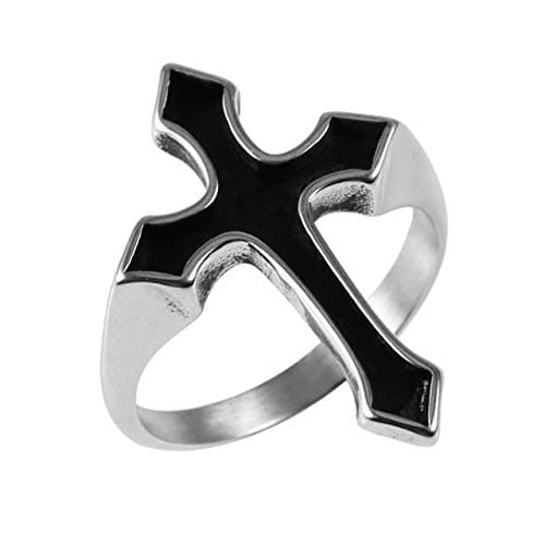 HZMAN Simple Unisex Christian Stainless Steel Religious Cross Ring