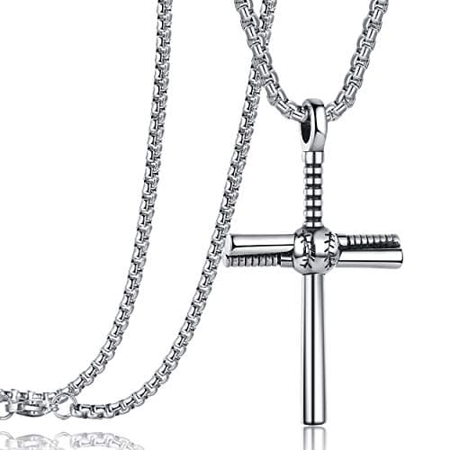Rehoboth Baseball Bat Cross Pendant Necklace for Men and Women