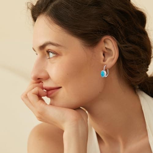 Lvoryance Genuine 10-11mm Green Turquoise Leverback Earrings