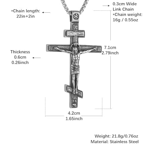 HZMAN Eastern Orthodox Cross Necklace for Men Gift