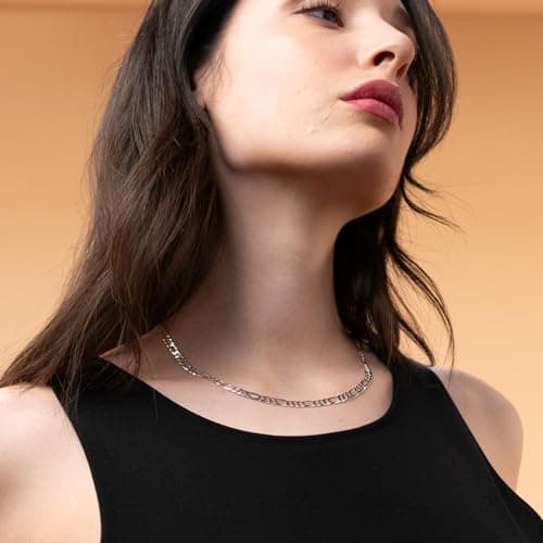 925 Sterling Silver Figaro Chain Necklace for Men, Women, Girls, Boys - 5MM - 16-30 Inch - Made in Italy - Gift Box Included