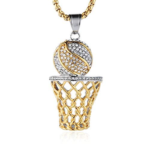 Basketball Hoop Necklace Stainless Steel Gold Plated Jewelry Gift