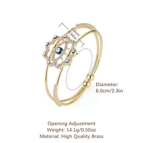 HZMAN Evil Eye Dainty 18K Gold Plated Women's Adjustable Bracelet Jewelry Gift