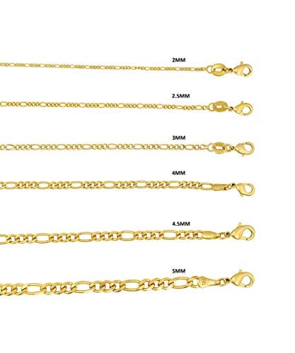Gold Plated Figaro Chain Necklace for Women & Men