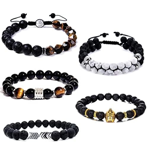 Men's Leather Tree of Life Bracelet with Tiger Eye Beads - Gift for Men