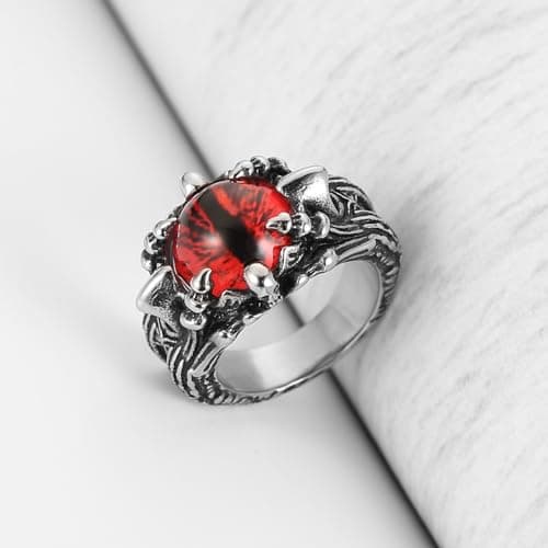 HZMAN Men's Gothic Devil's Eye Demon Claw Ring for Punk Halloween