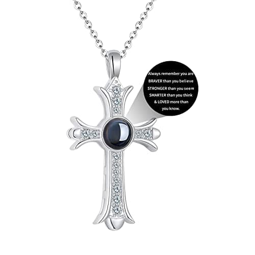 Apsvo Gold/Silver Cross Pendant Bible Verse Necklace for Women Christian Jewelry
