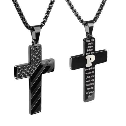 Premium Men's REGIS Cross Necklace with 24-Inch Lord's Prayer Pendant