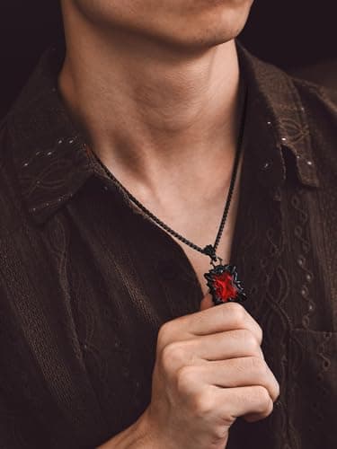 Gothic Stainless Steel Dragon Claw Pendant Necklace for Men and Women - Ruby/Blue Topaz/Emerald/Black Onyx