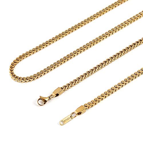 Stainless Steel Franco Square Box Link Chain Necklace for Men and Women