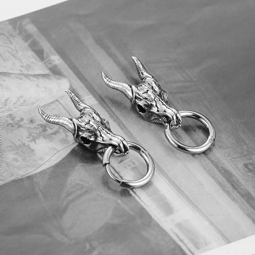 Skull Goat Head Earrings for Men and Women Stainless Steel Gothic Punk Baphomet Jewelry Gift