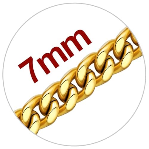 Black 14K Gold-Plated U7 Stainless Steel Cuban Chain, 5mm-12mm, 18-30 inches