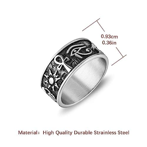 Ancient Egyptian Ankh Cross Eye of Horus Ra Symbol Rings for Men and Women