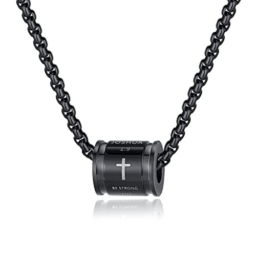 JAYUMO Men's Stainless Steel Cross Necklace with Lord's Prayer Pendant 20" Chain