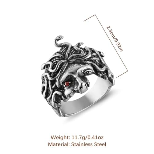 HZMAN Stainless Steel Medusa Snake Ring