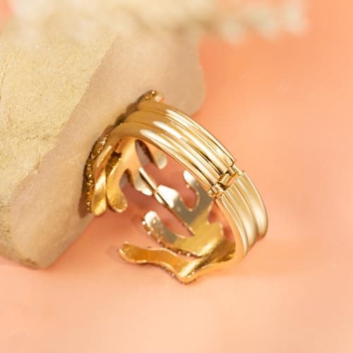 HZMAN Coral Reef Gold Plated Chunky Cuff Bracelet for Women