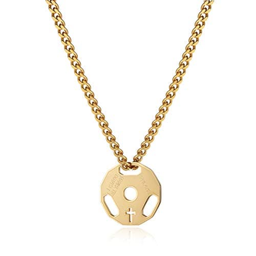 Stainless Steel Dumbbell Pendant Necklace for Men by HZMAN
