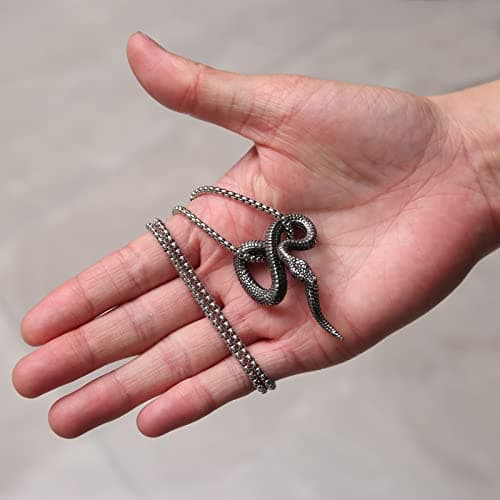 Vintage Gothic Stainless Steel Snake Pendant Necklace for Men