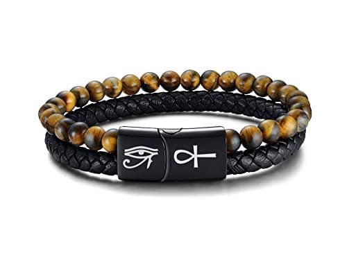 VNOX Viking Bracelet for Men - Genuine Leather Braided Thor's Hammer Wristband Jewelry