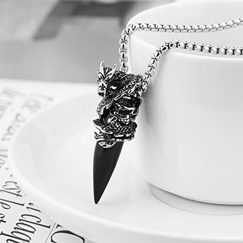 HZMAN Gothic Punk Dragon Stainless Steel Pendant Jewelry