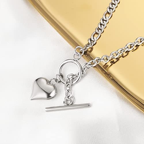 Women's Stainless Steel Heart Pendant Multilayer Necklace