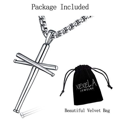 Baseball Cross Pendant Necklace for Teen Boys and Men