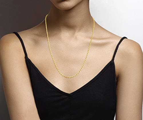 Miabella Italian 18K Gold Over Sterling Silver Braided Rope Chain Necklace