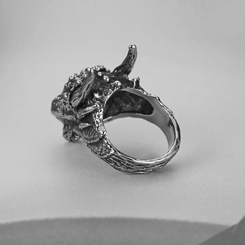 HZMAN Dragon Ring for Men Gothic Stainless Steel Punk Jewelry