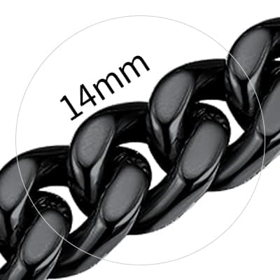 ChainsHouse 18K Gold Miami Cuban Chain Necklace, Black, 5mm-14mm Width, Durable Gift Box