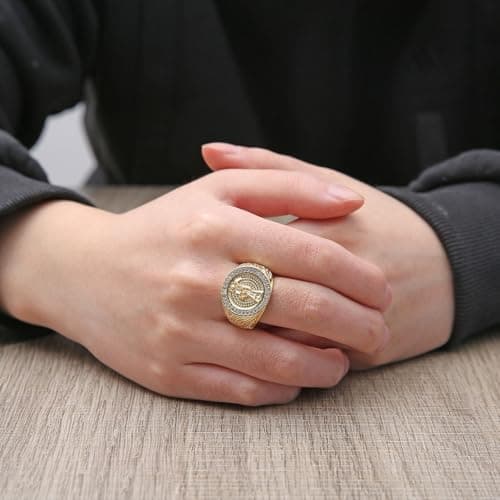 HZMAN Grim Reaper Ring - Retro Gothic 14K Gold Plated Jewelry for Men & Women