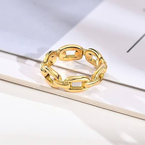 VNOX 18K Gold Plated Silver Stainless Steel Cufflink Ring for Women