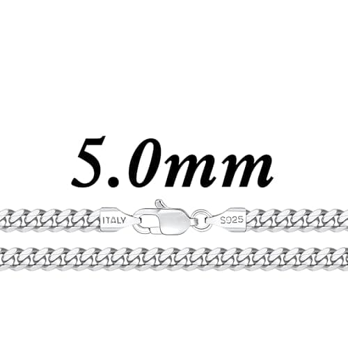 Eterjew Italian Solid 18k Gold Over 925 Sterling Silver Chain Necklace, 3.5mm Cuban Link, Sturdy & Shiny