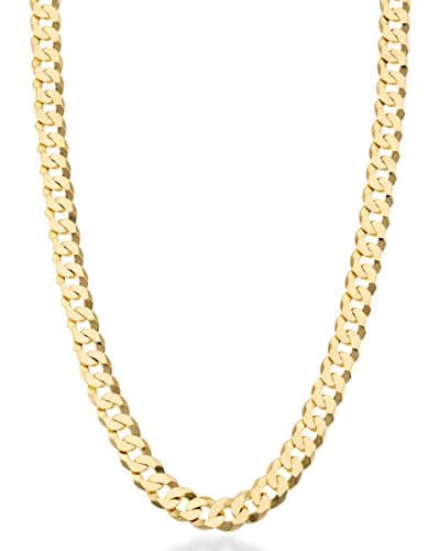 Miabella Italian Sterling Silver & 18K Gold Cuban Link Chain Necklace