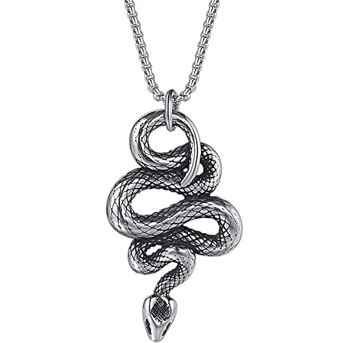 Jude Jewelers Retro Vintage Stainless Steel Snake Pendant Necklace