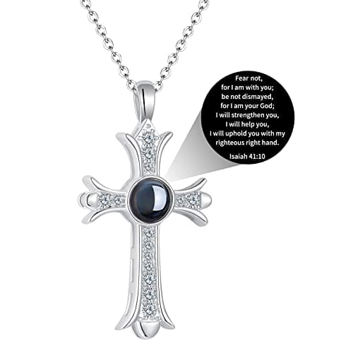 Apsvo Gold/Silver Cross Pendant Bible Verse Necklace for Women Christian Jewelry