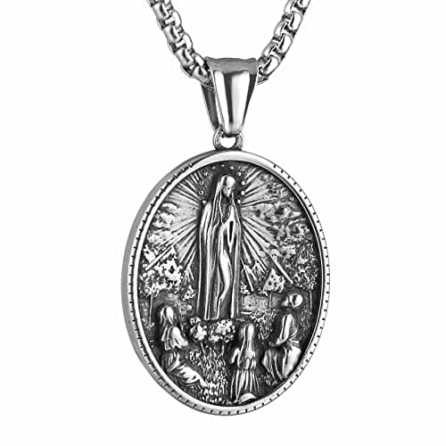 HZMAN Stainless Steel Religious Christian Amulet Pendant Necklace