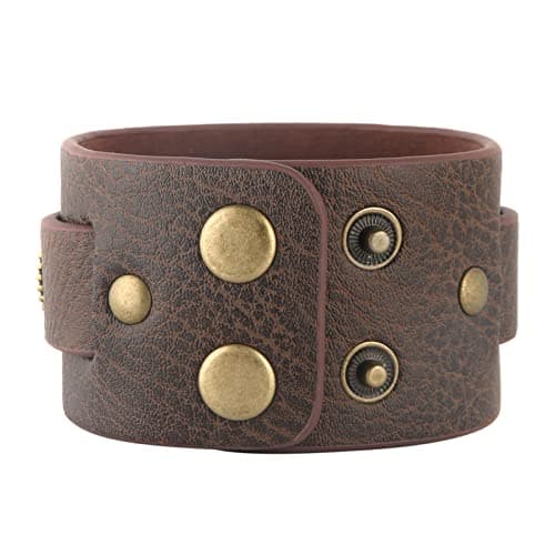 HZMAN Steampunk Alloy Gear Brown Adjustable Wristbands for Men & Women