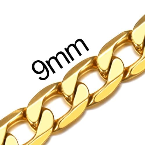 Men's Stainless Steel Cuban Link Chain Necklace, Silver/Black/Gold Plated, 4/6/9mm, 18-30 inches, Gift Jewelry