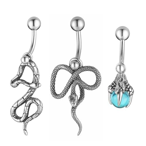 HZMAN 14G Surgical Steel Retro Gothic Belly Button Rings for Women
