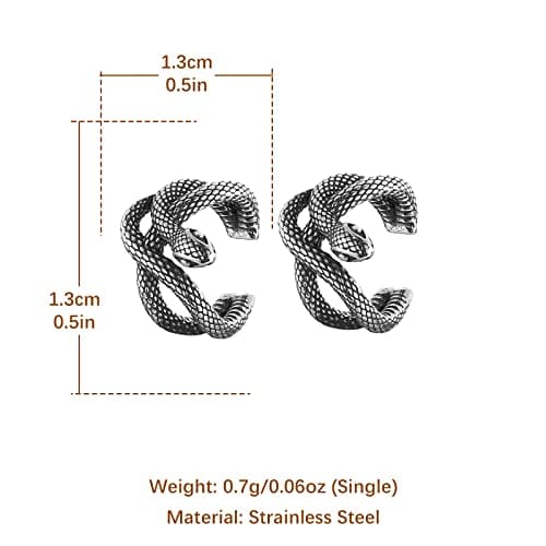 HZMAN Stainless Steel Gothic Snake Earring Jewelry for Men & Women