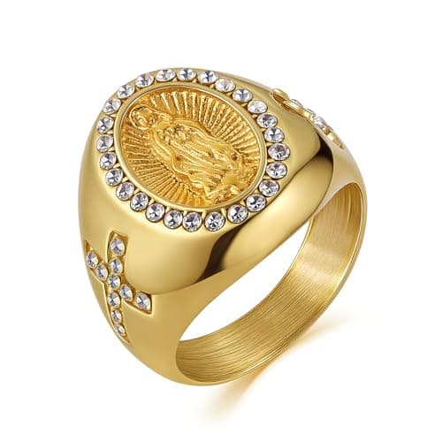HZMAN Dainty Stainless Steel Virgin Mary & Our Lady of Guadalupe Ring Jewelry Gift