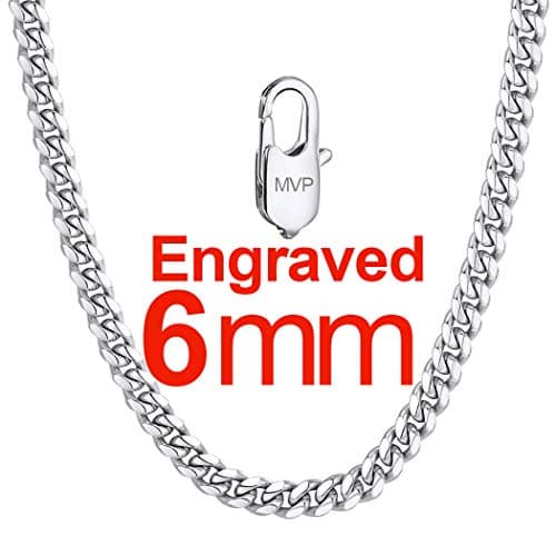 Men's Chunky Miami Cuban Chain Necklace with Custom Options - Available in Various Widths and Lengths, Gold Plated, Stainless Steel, or Black - Comes with Gift Box