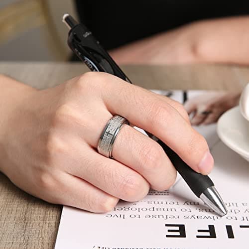 Stainless Steel Lord's Prayer Spinner Cross Ring for Anxiety Relief