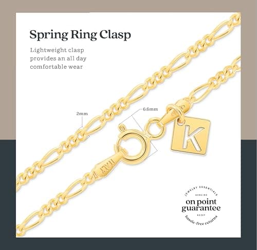 18k Gold Plated 925 Sterling Silver Figaro Necklace Chain for All